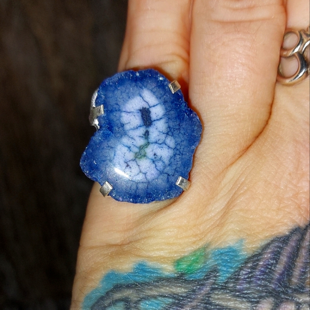 Blue Solar Quartz Ring  💙 Size 5.5